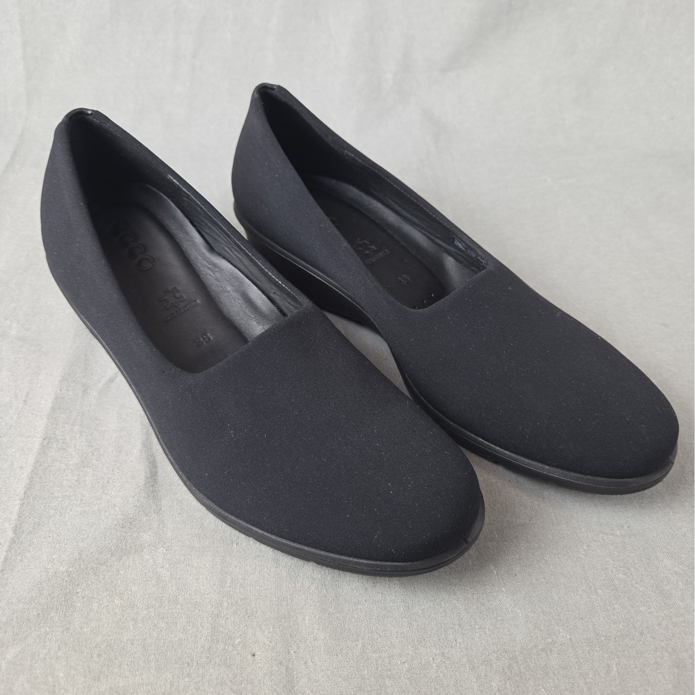 ECCO Women's Felicia Stretch Black Slip On Flats US 7-7.5 EU 38